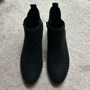 Black Suede Zipper Ankle Boots - Size 8